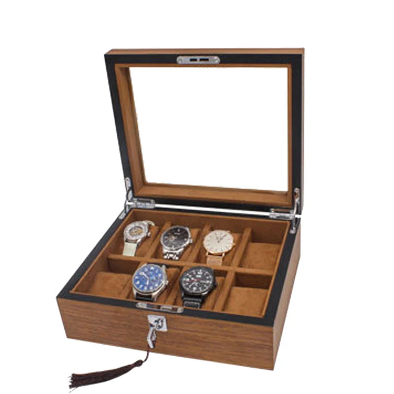 Présentation Boîte à montres en bois 8 emplacements