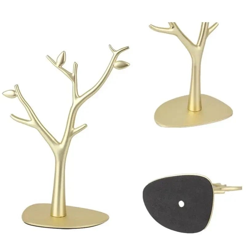 Détails de l'Arbre à bijoux doré en métal