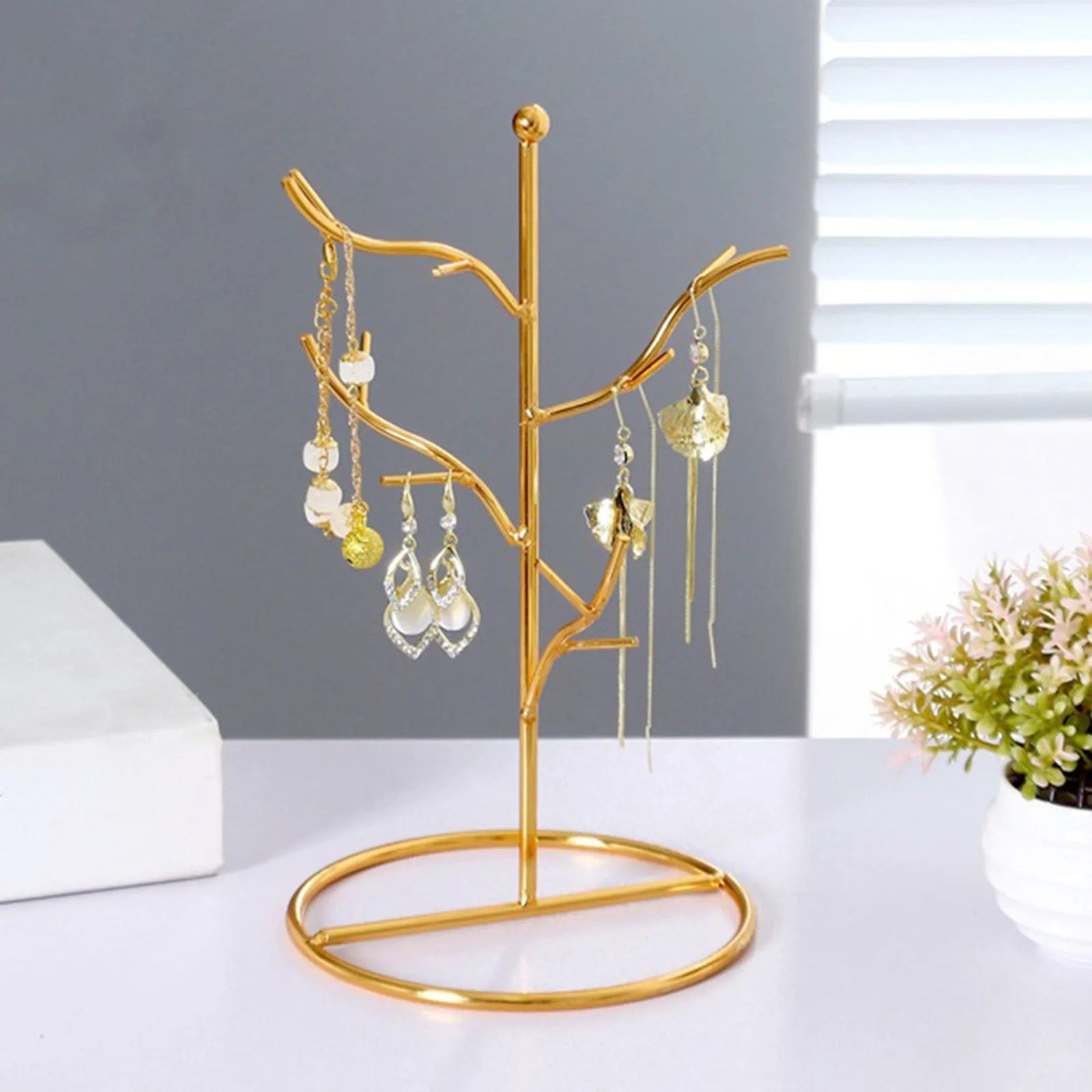 Arbre à bijoux métal doré avec décor