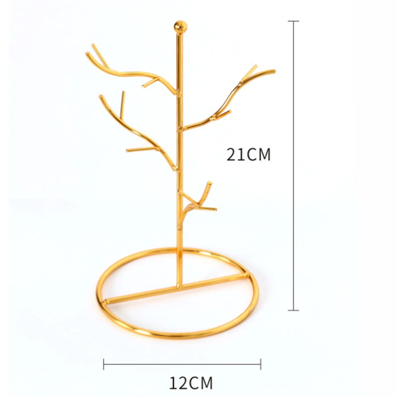 Dimensions Arbre à bijoux métal doré