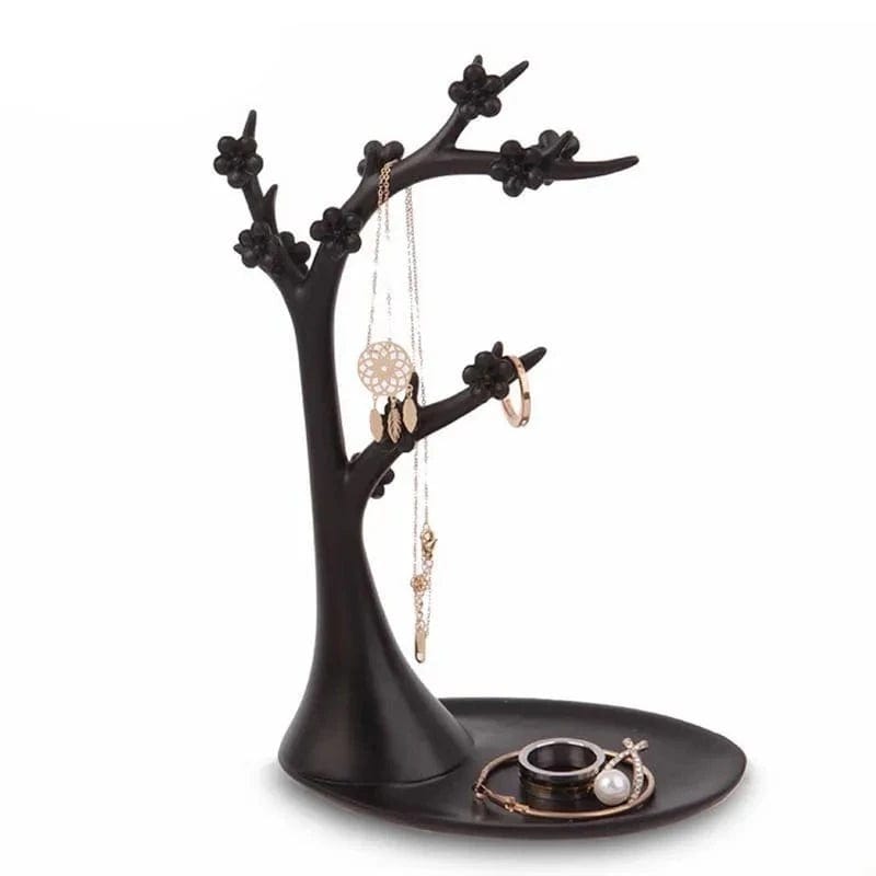 Arbre à bijoux noir en silicone