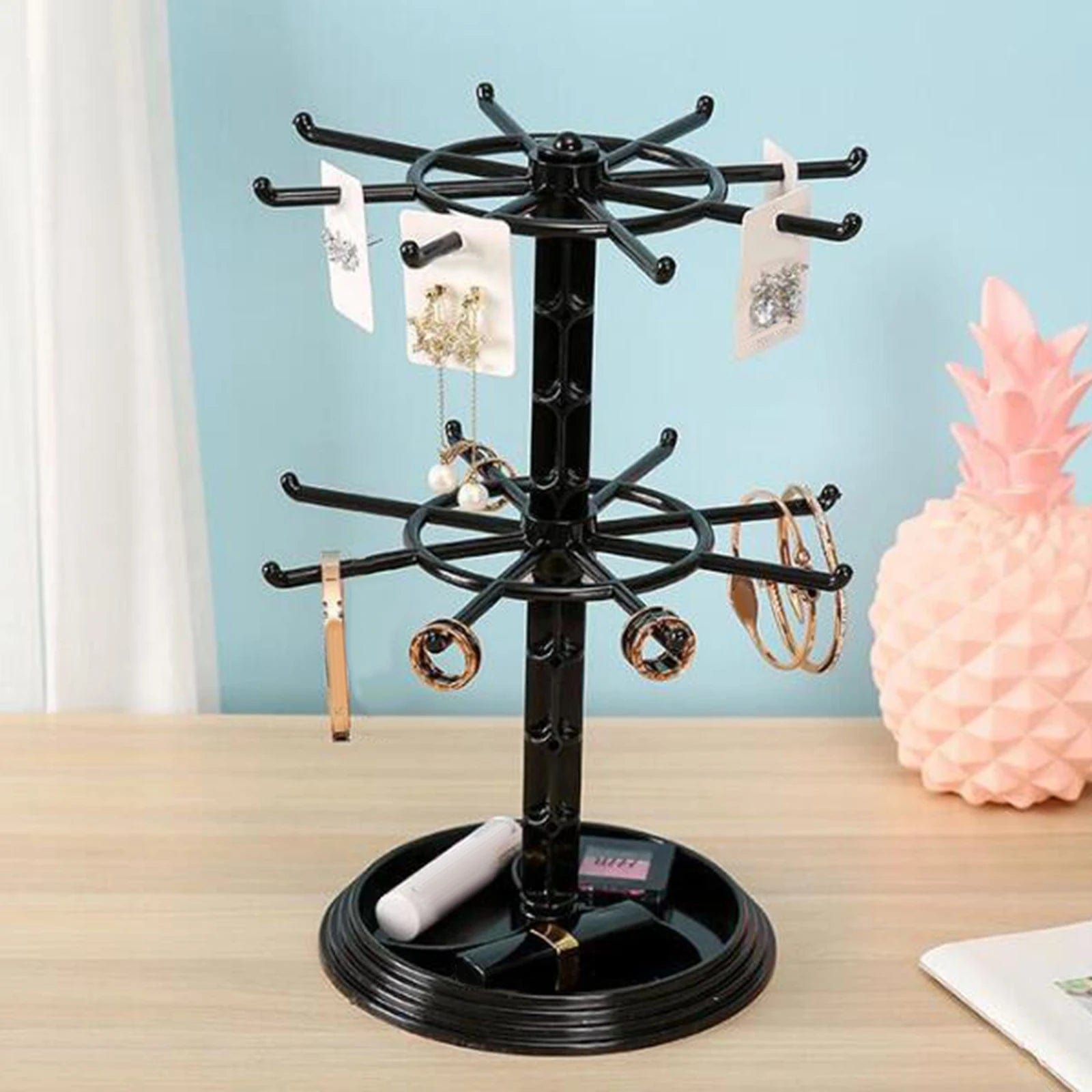 Arbre à bijoux noir avec décor