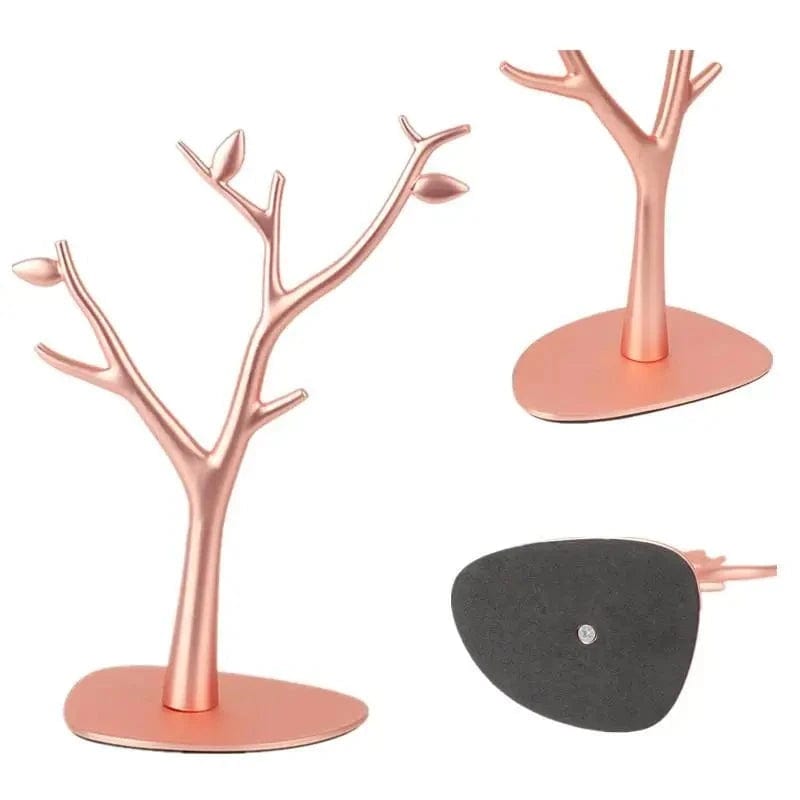 Détails de l'Arbre à bijoux rose en métal