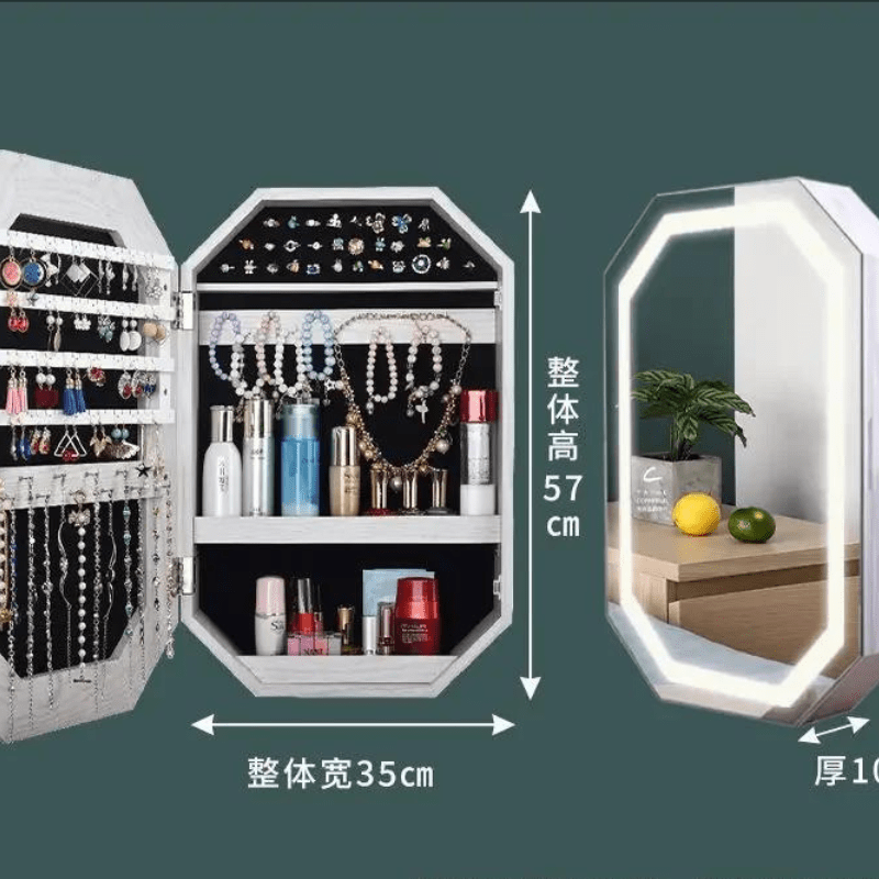 Armoire de rangement cosmétique et bijoux avec miroir