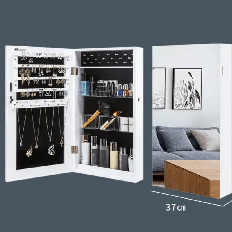 Deux positions Armoire de rangement cosmétique et bijoux avec miroir