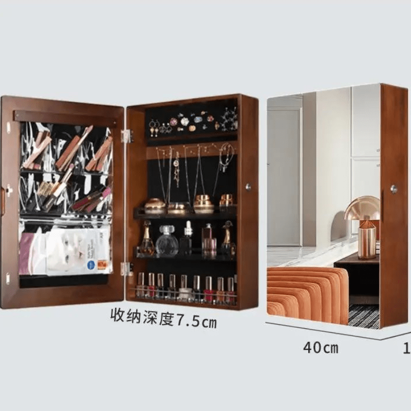 Armoire de rangement cosmétique et bijoux avec miroir