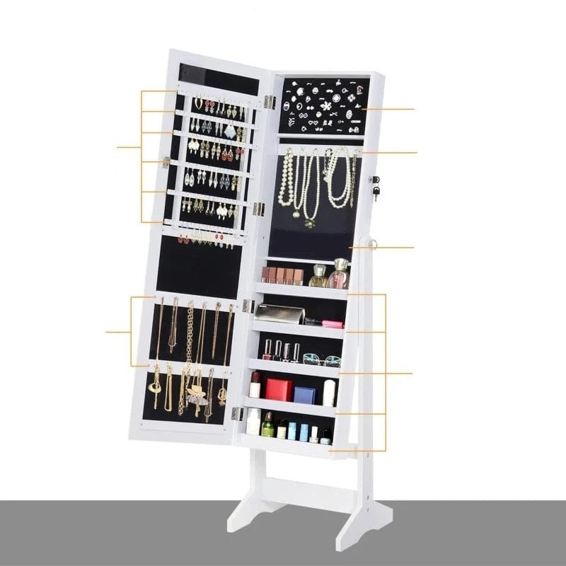 Ouverture et organisation Armoire de rangement pour bijoux avec miroir et LED