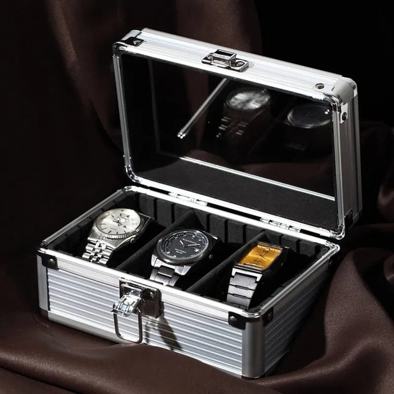 Boîte à montres en aluminium 3 emplacements avec décor