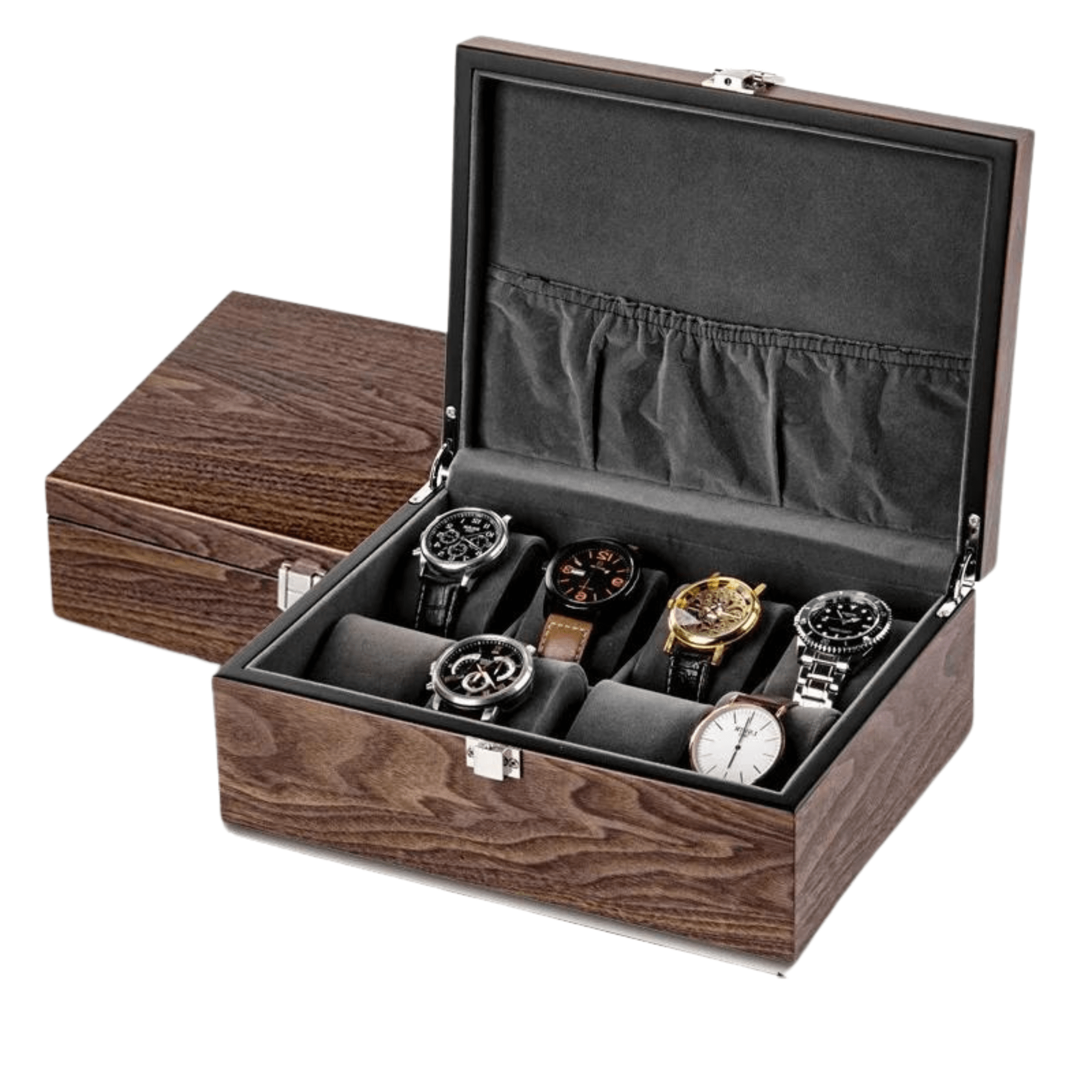 Présentation Boîte à montres en bois 8 emplacements