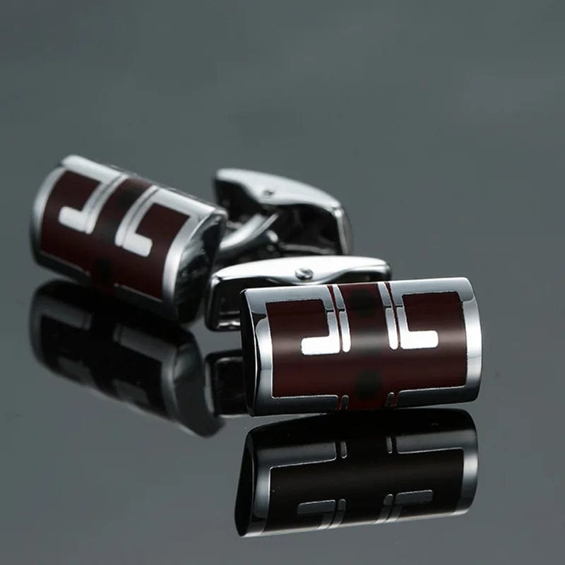 Boutons de manchette motif totem bordeaux