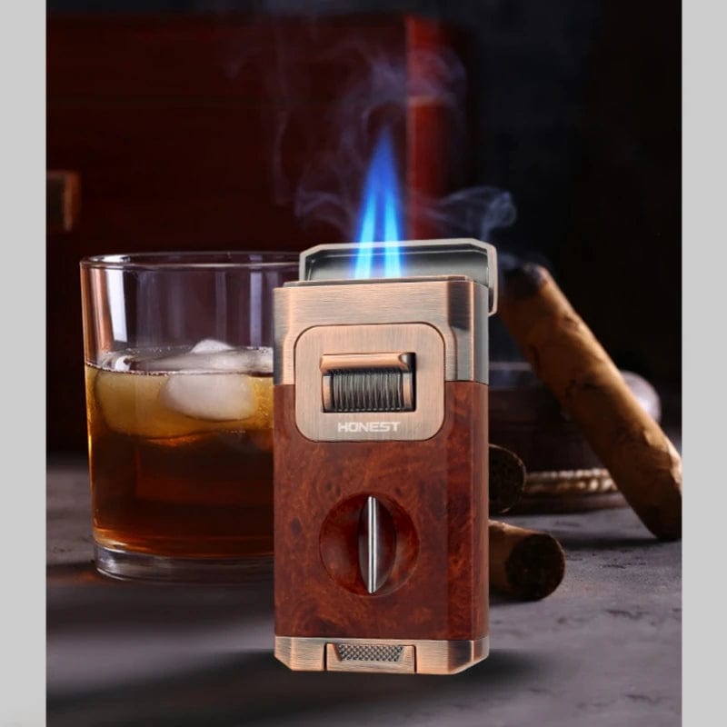 Briquet à cigares en métal avec décor