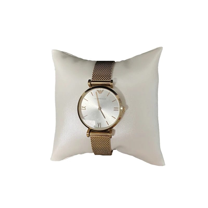 Montre sur Coussin à montre en cuir blanc