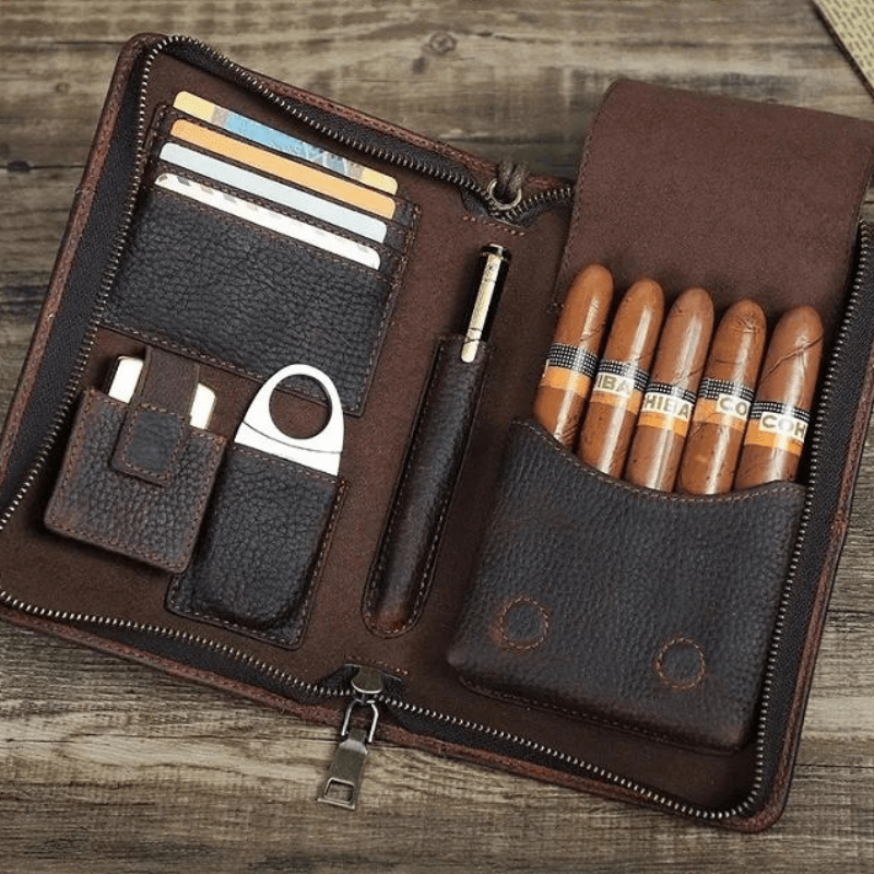 Intérieur Etui à cigares multifonctionnel en cuir