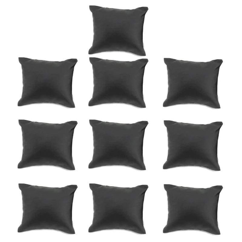 Lot de 10 coussins à montre en cuir noir