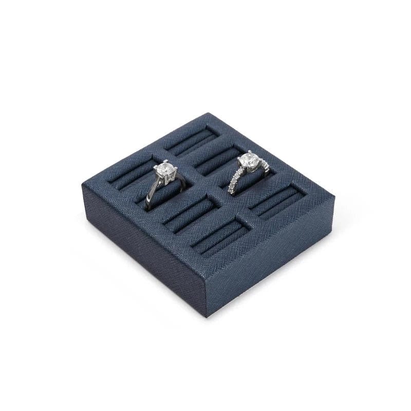 Porte bague en cuir bleu 8 emplacements