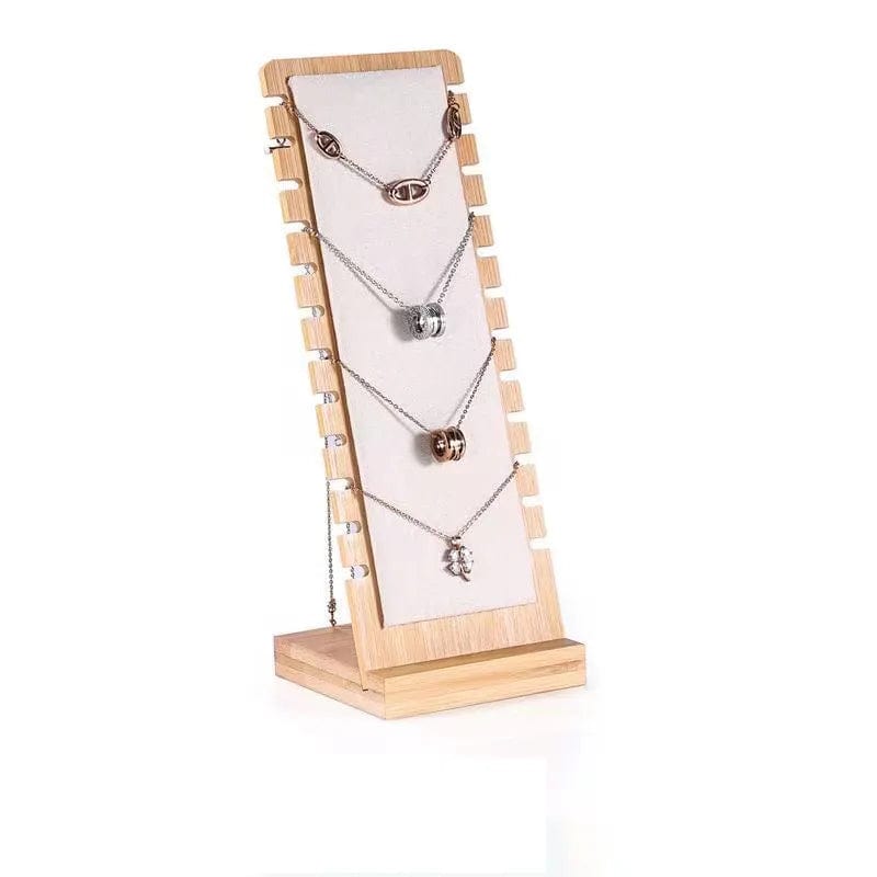 Porte collier en bois support beige