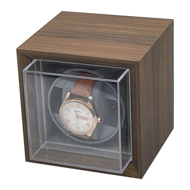 Utilisation et protection avec vitrine Remontoir à montre en bois 1 emplacement